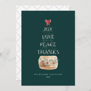 Fun Typography Emerald Green Silver Christmas Tree Holiday Card