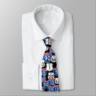 Fun U.S. Highway Signs Random Pattern Tie