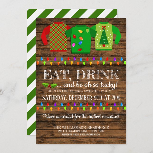 Fun Ugly Christmas Sweater Party Invitation (Front/Back)