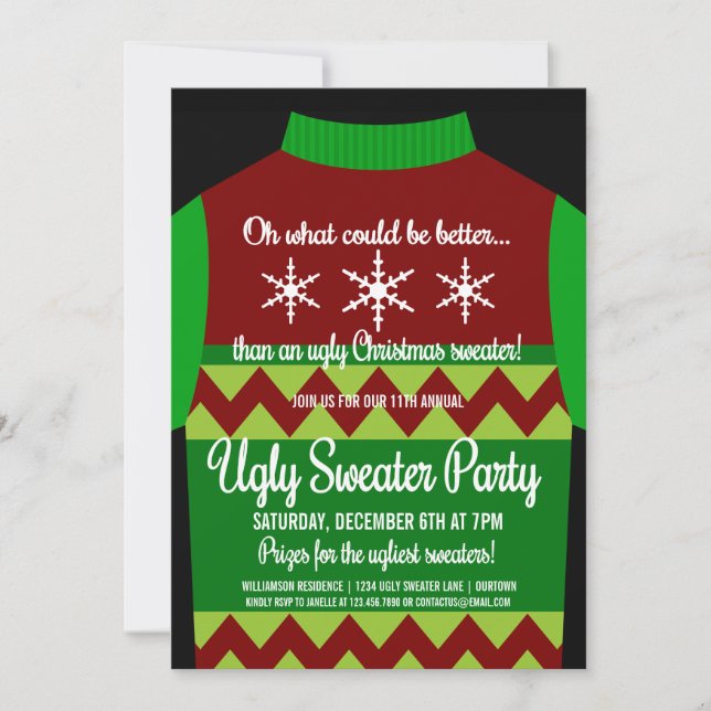 Fun Ugly Christmas Sweater Party Invitation (Front)