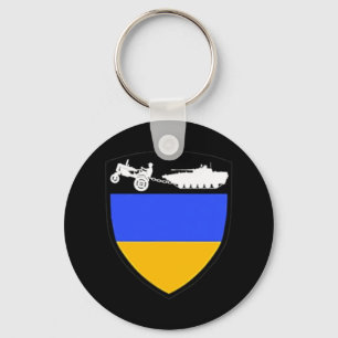 Fun Ukraine Farmer Tractor Towing Tank Meme Key Ring
