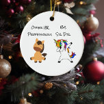 Fun Unicorn HR Human Resources Professional Custom Ceramic Ornament<br><div class="desc">This design may be personalized by choosing the customize further option. You may also transfer onto other items. Contact me at colorflowcreations@gmail.com or use the chat option at the top of the page if you wish to have this design on another product or need assistance. See more of my designs...</div>