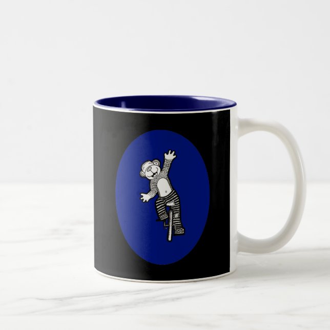 Fun Unicycle Monkey Two-Tone Coffee Mug (Right)