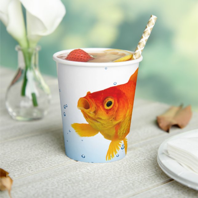 Fun Unique Goldfish Fish Bowl Water Paper Cups (Insitu)