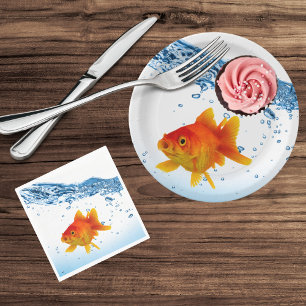 Fun Unique Goldfish Fish Bowl Water Paper Plate