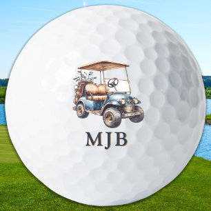 Fun Unique Golfer Cart Custom 3 Initial Monogram Golf Balls