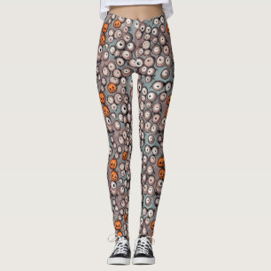 Fun Unique Grey Monster Eyeball Halloween Doodles Leggings