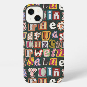 Fun unique hand drawn letters Colourful Green iPhone 13 Case