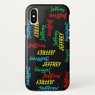 Fun Unique Repeating Names on Black, Personalised iPhone X Case