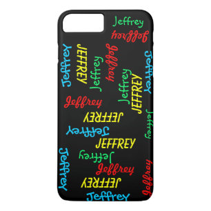 Fun Unique Repeating Names on Black, Personalised iPhone 8 Plus/7 Plus Case