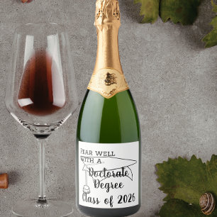 Fun university doctorates graduate, graduation  sparkling wine label
