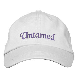 Fun Untamed Motivational Quote Purple White Embroidered Hat