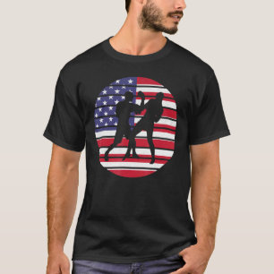 Fun Usa Flag With Cutout Of A Pair Of Boxers Boxin T-Shirt