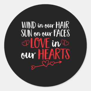 Fun Valentine Couple Love In Our Hearts  Classic Round Sticker