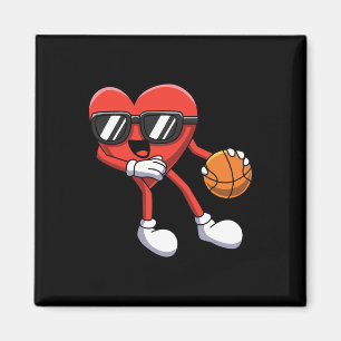 Fun Valentines Day Heart Playing Basketball Boys K Magnet