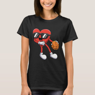 Fun Valentines Day Heart Playing Bysketbyll Boys K T-Shirt