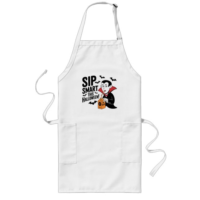 Fun Vampire-Themed Halloween Design Long Apron (Front)