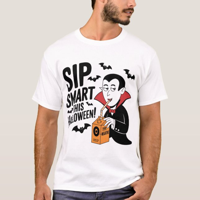 Fun Vampire-Themed Halloween Design T-Shirt (Front)