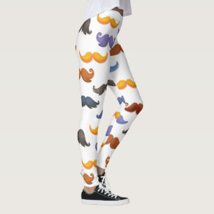 Fun various colourful moustache pattern leggings