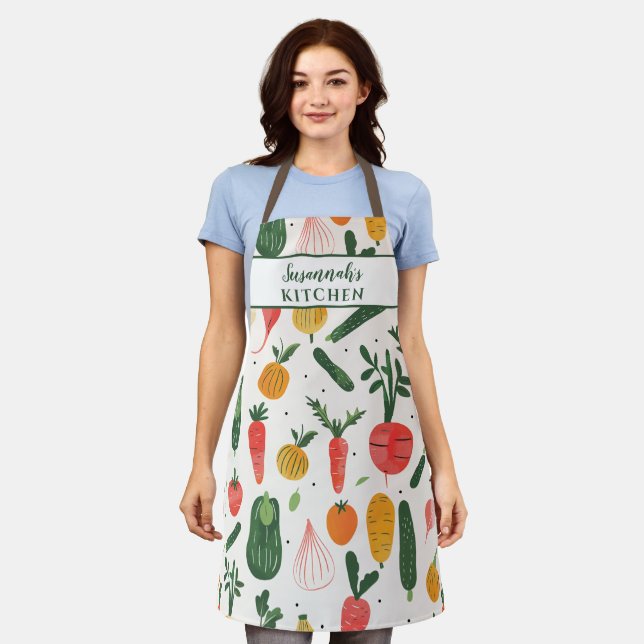 Fun Vegetable Illustration Woman's Apron (Worn)