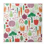 Fun Vegetable Pattern Ceramic Tile<br><div class="desc">Delicious and fun healthy vegetable pattern perfect for a foodie's kitchen,  a vegan,  vegetarian or other catering business,  cafe,  restaurant,  farmer,  greengrocer,  nutritionist,   cook or chef.  Original art by Nic Squirrell.</div>