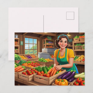 Fun vegetable vendor any purpose postcard