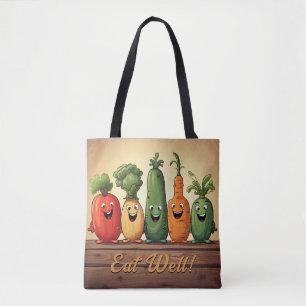 Fun Vegetables Reusable Grocery Shopping Tote Bag