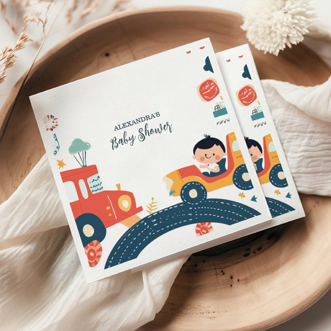 Fun Vehicle Cars Boy Baby Shower Napkin (Creator Uploaded)