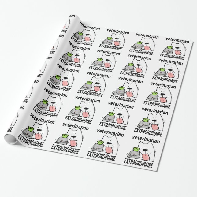 Fun Veterinarian Extraordinaire Wrapping Paper (Unrolled)
