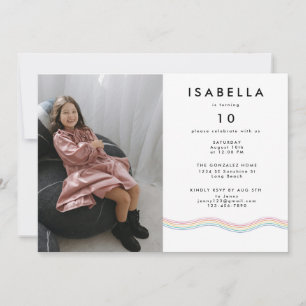 Fun Vibrant Flower Photo Birthday Party Invitation
