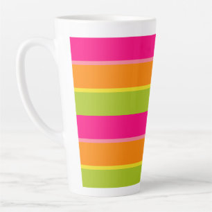 Fun Vibrant Hot Pink, Green, Orange, and Yellow Latte Mug