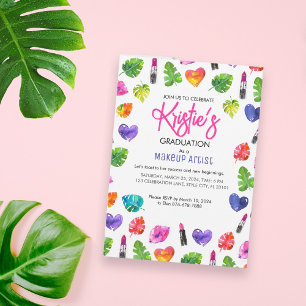 Fun Vibrant Watercolor Lipsticks Graduation Party Invitation