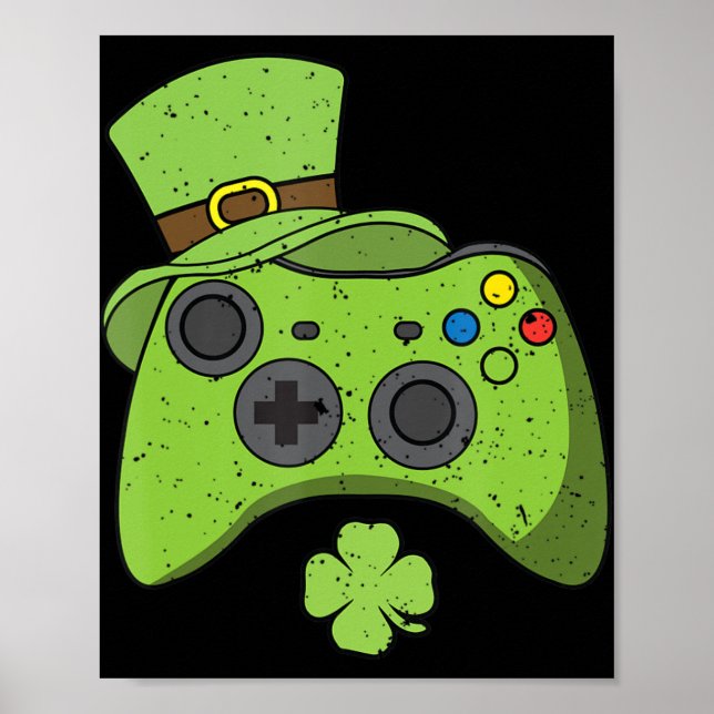 Fun Video Game Console St Patricks Day Kids Gamers Poster (Front)