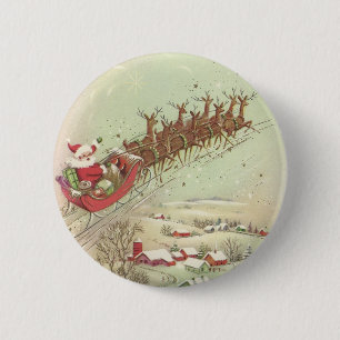 Fun Vintage Christmas Santa Button