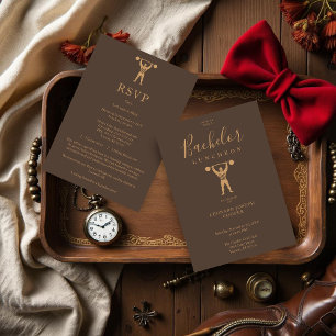 Fun Vintage Circus Strongman Brown Groomsman Invitation