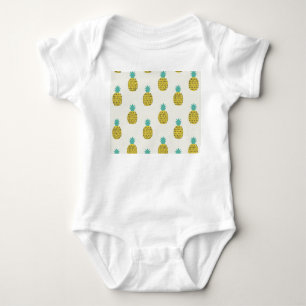 Fun Vintage Pineapple Seamless Illustration. Baby Bodysuit