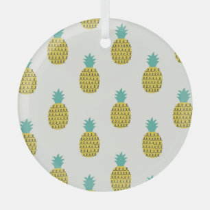 Fun Vintage Pineapple Seamless Illustration. Glass Tree Decoration
