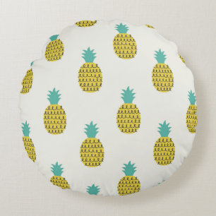 Fun Vintage Pineapple Seamless Illustration. Round Cushion