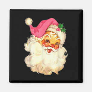Fun Vintage Pink Santa Claus Pink Christmas Design Magnet