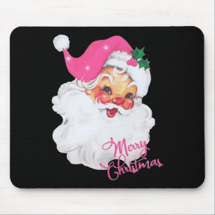 Fun Vintage Pink Santa Claus Pink Christmas Design Mouse Pad
