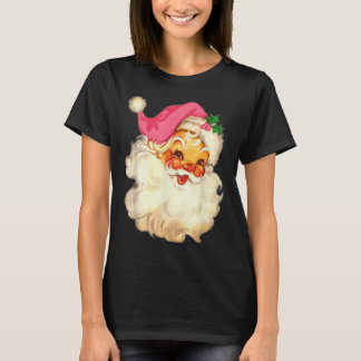 Fun Vintage Pink Santa Claus Pink Christmas Design T-Shirt