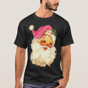 Fun Vintage Pink Santa Claus Pink Christmas Design T-Shirt