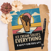 Fun Vintage Retro Ice Cream Cone, Birthday