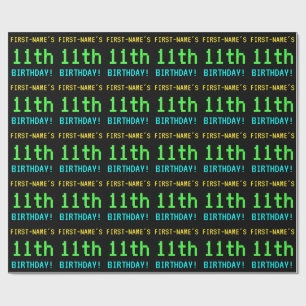 Fun Vintage/Retro Video Game Look 11th Birthday Wrapping Paper