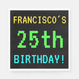 Fun Vintage/Retro Video Game Look 25th Birthday Napkin