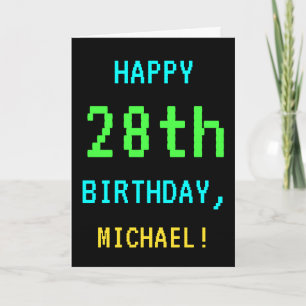 Fun Vintage/Retro Video Game Look 28th Birthday Card