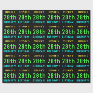 Fun Vintage/Retro Video Game Look 28th Birthday Wrapping Paper