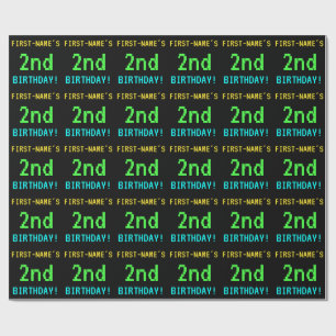Fun Vintage/Retro Video Game Look 2nd Birthday Wrapping Paper