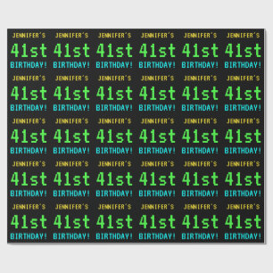 Fun Vintage/Retro Video Game Look 41st Birthday Wrapping Paper