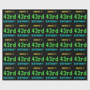 Fun Vintage/Retro Video Game Look 43rd Birthday Wrapping Paper
